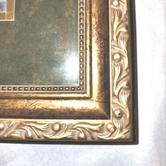 "Precious Memories" Hymn Green Matted and Gold Framed Print Overall Size 11"X13" - Picture 4 of 8